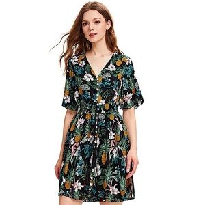 Pineapple & Floral Button Down Dress